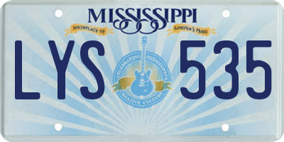 MS license plate LYS535