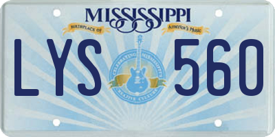 MS license plate LYS560