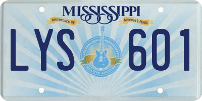 MS license plate LYS601