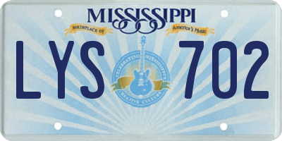 MS license plate LYS702