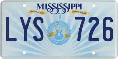 MS license plate LYS726