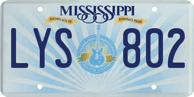 MS license plate LYS802