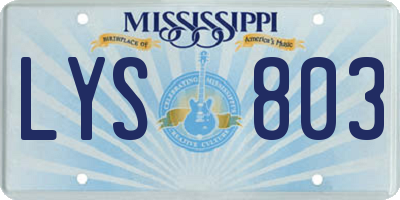 MS license plate LYS803