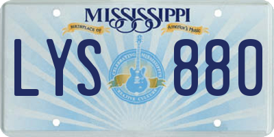 MS license plate LYS880