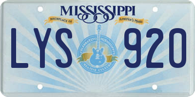 MS license plate LYS920