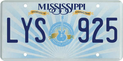 MS license plate LYS925