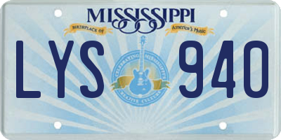 MS license plate LYS940