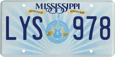 MS license plate LYS978