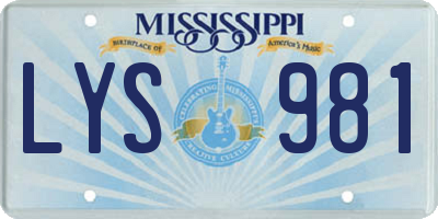 MS license plate LYS981