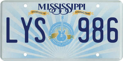 MS license plate LYS986