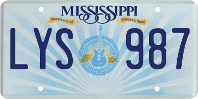 MS license plate LYS987