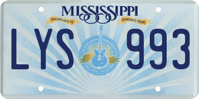 MS license plate LYS993