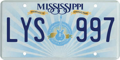 MS license plate LYS997