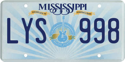 MS license plate LYS998