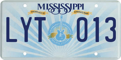 MS license plate LYT013
