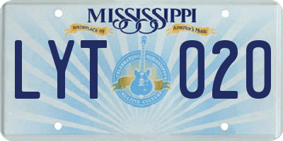 MS license plate LYT020