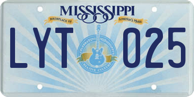 MS license plate LYT025