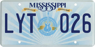 MS license plate LYT026