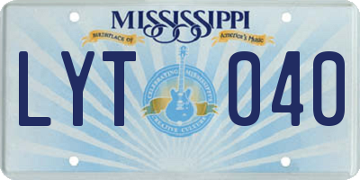 MS license plate LYT040