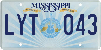 MS license plate LYT043