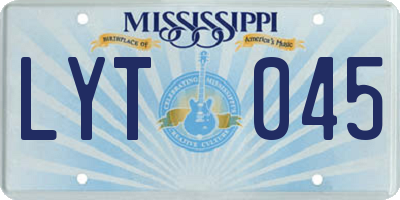 MS license plate LYT045