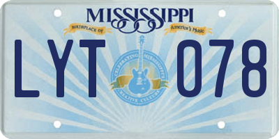 MS license plate LYT078