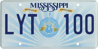 MS license plate LYT100