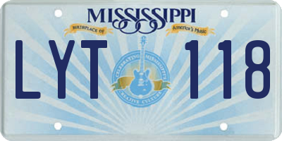 MS license plate LYT118