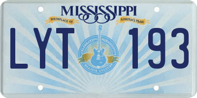 MS license plate LYT193
