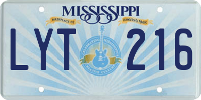 MS license plate LYT216