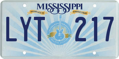 MS license plate LYT217