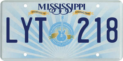 MS license plate LYT218