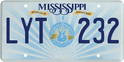 MS license plate LYT232