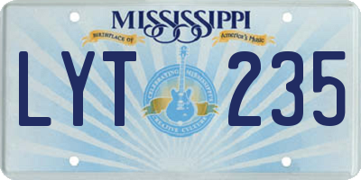 MS license plate LYT235