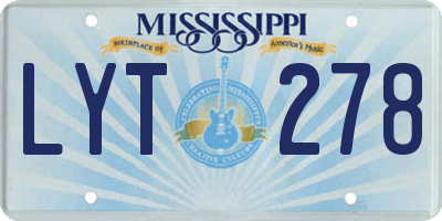 MS license plate LYT278