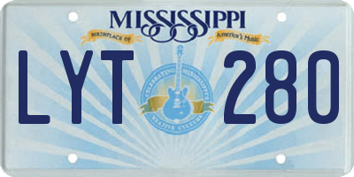 MS license plate LYT280