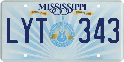 MS license plate LYT343
