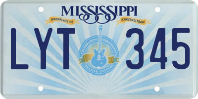 MS license plate LYT345