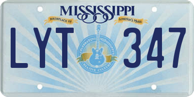 MS license plate LYT347