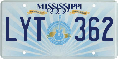 MS license plate LYT362