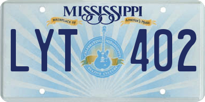 MS license plate LYT402