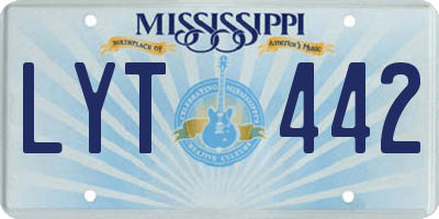 MS license plate LYT442