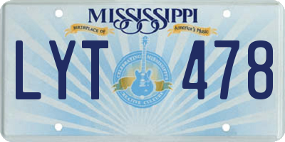 MS license plate LYT478