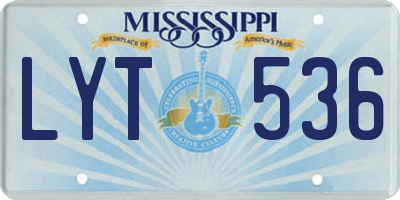 MS license plate LYT536