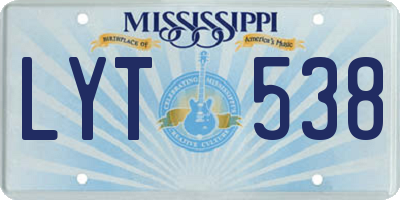 MS license plate LYT538