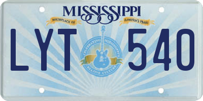 MS license plate LYT540
