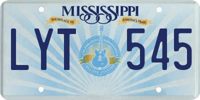 MS license plate LYT545