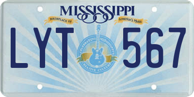 MS license plate LYT567