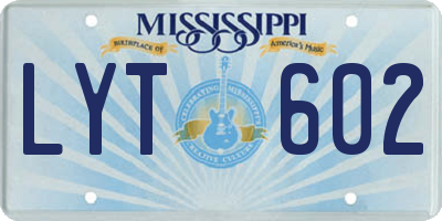 MS license plate LYT602