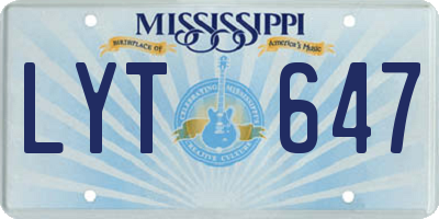 MS license plate LYT647